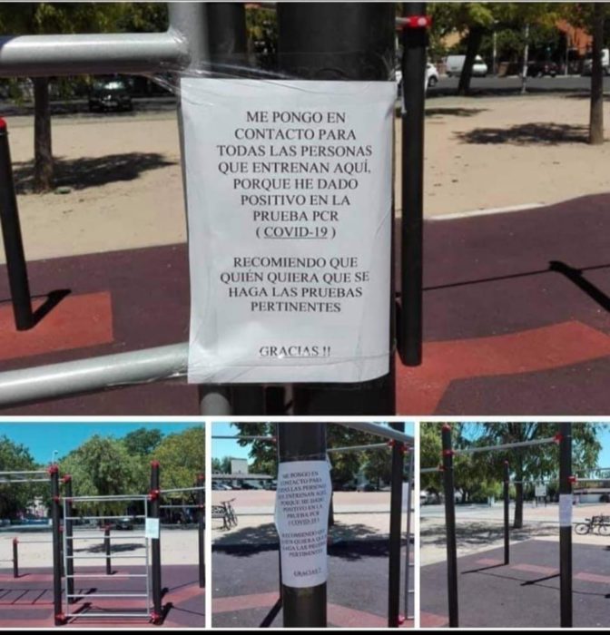 Desinfectan un parque en Córdoba tras avisar un usuario por carteles de dar positivo