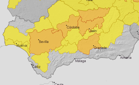 Previstas máximas de 40 grados en Córdoba, Granada, Jaén y Sevilla y de 38 en Cádiz, Huelva y Málaga