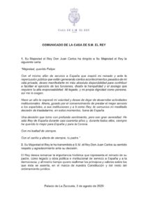 carta que Juan Carlos I ha enviado a su hijo Felipe