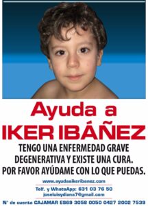 Cartel creado por la familia del pequeño Iker para recaudar fondos. / Foto: Familia de Iker Ibáñez. / Europa Press.