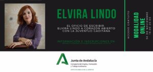 Cartel de la charla de Elvira Lindo organizada por el IAJ. / Foto: Junta de Andalucía. / Europa Press.