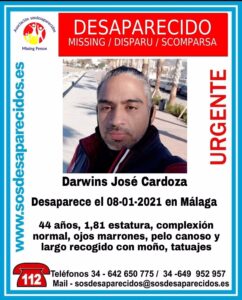 Cartel de SOS sobre un hombre desaparecido en Málaga. / Foto: SOS Desaparecidos / Europa Press.