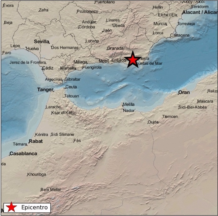 Registran un seísmo de magnitud 2,1 en Almería sin percances