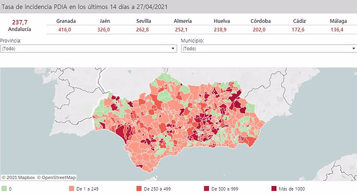 Situación de los municipios andaluces a menos de dos días de actualizar restricciones