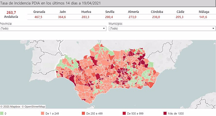 Situación de los municipios andaluces a 72 horas de actualizar restricciones