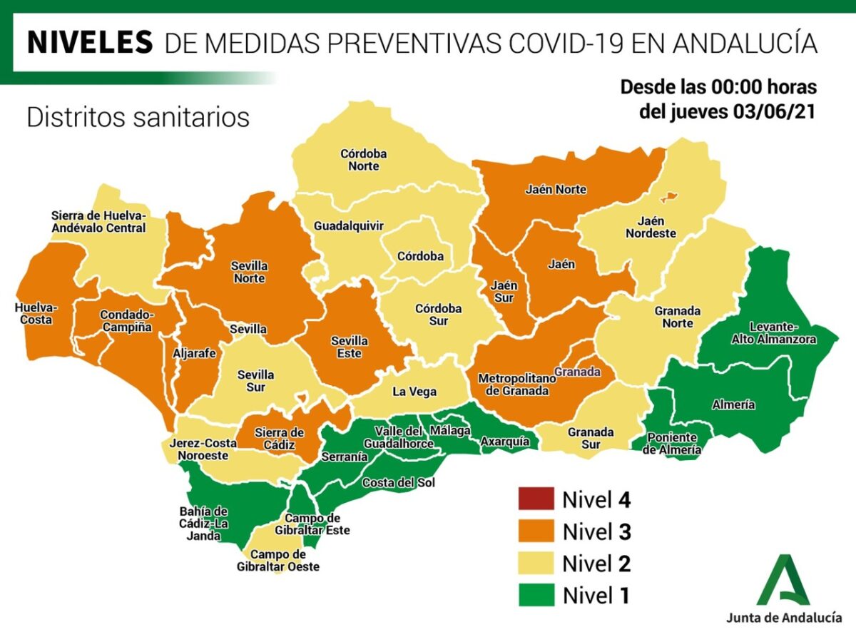 Estos son los niveles preventivos en Andalucía desde este jueves