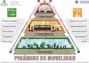 Representan en una Pirámide de Movilidad las maneras más saludables de desplazarse