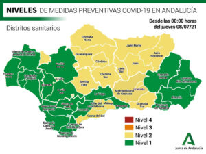 Andalucía actualiza sus niveles de alerta por distritos sanitarios