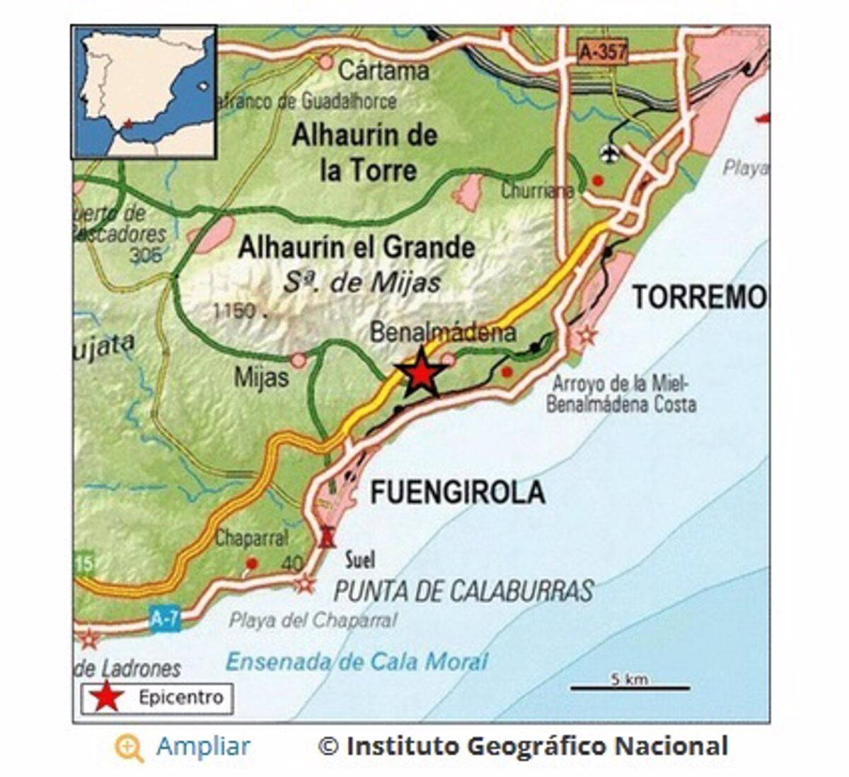 Un terremoto de 4,1 sacude Benalmádena sin dejar heridos